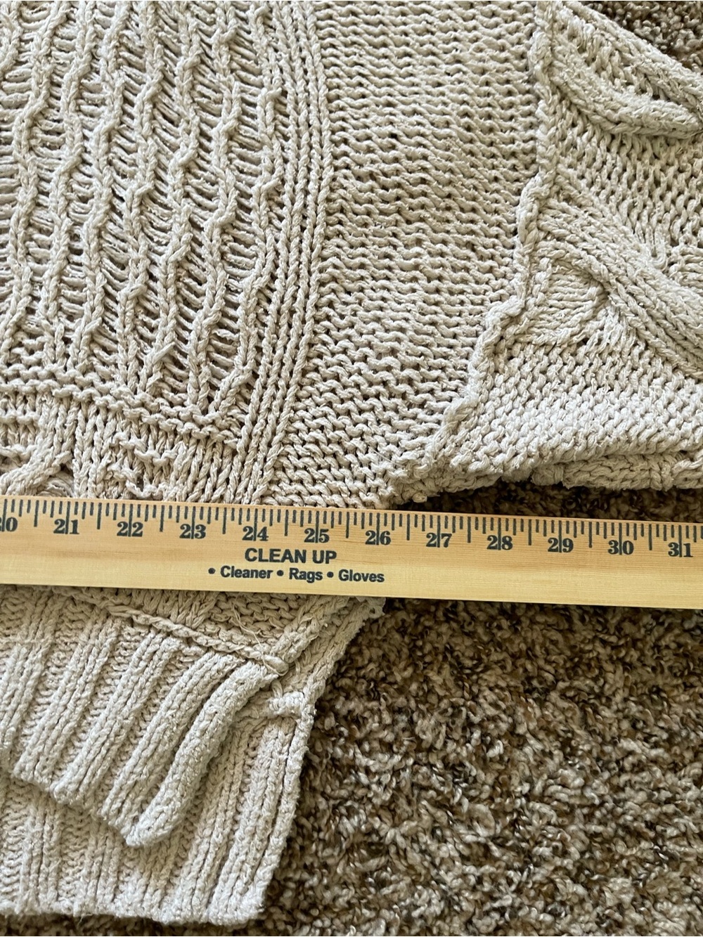 Free People Elan Tierra‎ Cable Knit Hoodie Sweater Cream Gray Size XS Oversized - Picture 9 of 16